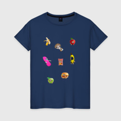 Женская футболка хлопок Коты в фруктах