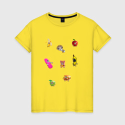 Женская футболка хлопок Коты в фруктах