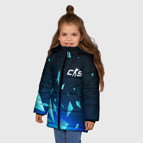 Зимняя куртка для девочек 3D с принтом Counter-Strike 2 взрыв частиц, фото на моделе #1