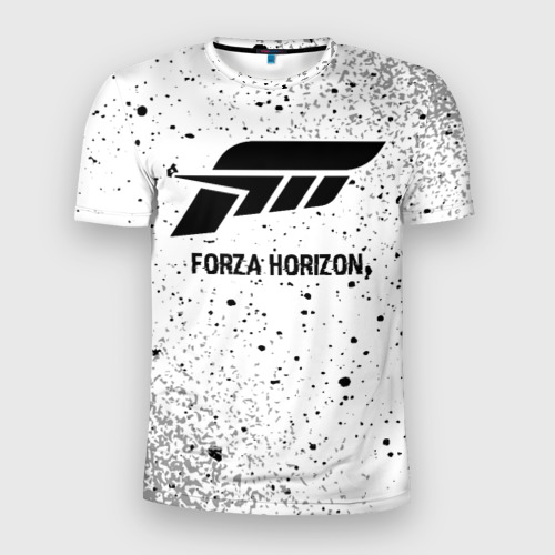 Мужская футболка 3D Slim с принтом Forza Horizon glitch на светлом фоне, вид спереди #2