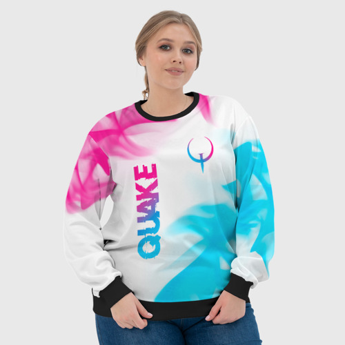 Женский свитшот 3D Quake neon gradient style: надпись, символ, цвет 3D печать - фото 6