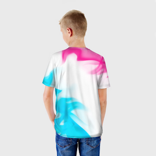 Детская футболка 3D Quake neon gradient style: надпись, символ, цвет 3D печать - фото 4