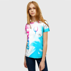 Женская футболка 3D Quake neon gradient style: надпись, символ - фото 2