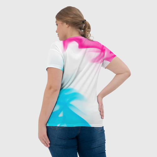 Женская футболка 3D Quake neon gradient style: надпись, символ, цвет 3D печать - фото 7