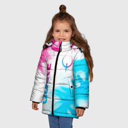 Зимняя куртка для девочек 3D Quake neon gradient style: надпись, символ - фото 2