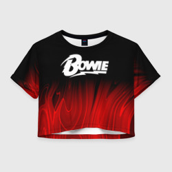 Женская футболка Crop-top 3D David Bowie red plasma