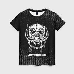Женская футболка 3D Motorhead с потертостями на темном фоне