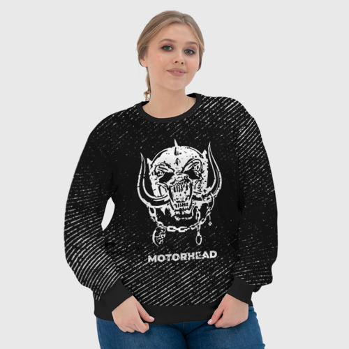 Женский свитшот 3D Motorhead с потертостями на темном фоне, цвет 3D печать - фото 6