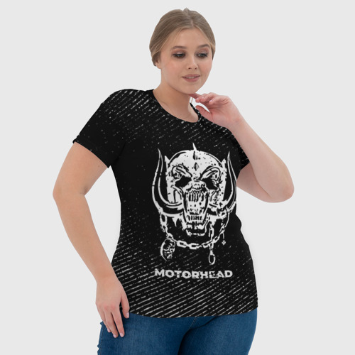 Женская футболка 3D Motorhead с потертостями на темном фоне, цвет 3D печать - фото 6