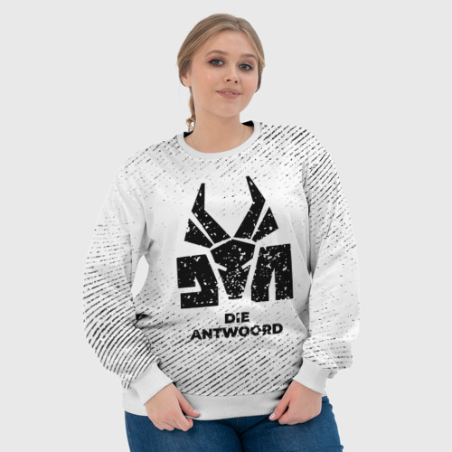 Женский свитшот 3D Die Antwoord с потертостями на светлом фоне, цвет 3D печать - фото 6