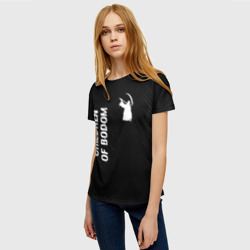 Женская футболка 3D Children of Bodom glitch на темном фоне: надпись, символ - фото 2