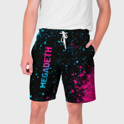 Мужские шорты 3D Megadeth - neon gradient: надпись, символ