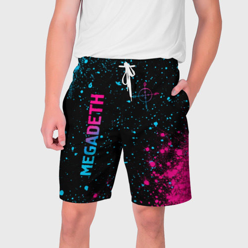 Мужские шорты 3D Megadeth - neon gradient: надпись, символ, цвет 3D печать