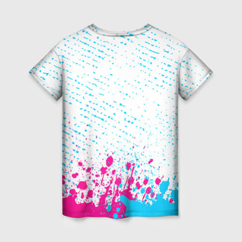 Женская футболка 3D с принтом Marilyn Manson neon gradient style: символ сверху, вид сзади #1
