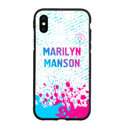 Чехол для iPhone XS Max матовый Marilyn Manson neon gradient style: символ сверху