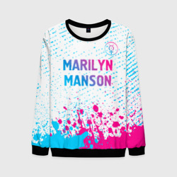 Мужской свитшот 3D Marilyn Manson neon gradient style: символ сверху