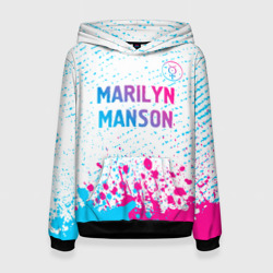 Женская толстовка 3D Marilyn Manson neon gradient style: символ сверху