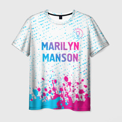 Мужская футболка 3D Marilyn Manson neon gradient style: символ сверху