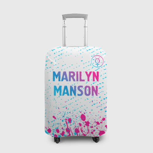 Чехол для чемодана 3D Marilyn Manson neon gradient style: символ сверху, цвет 3D печать