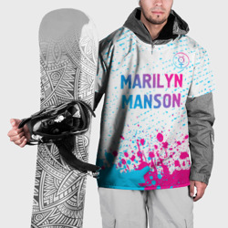 Накидка на куртку 3D Marilyn Manson neon gradient style: символ сверху