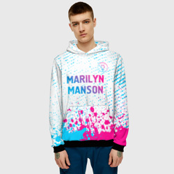 Мужская толстовка 3D Marilyn Manson neon gradient style: символ сверху - фото 2