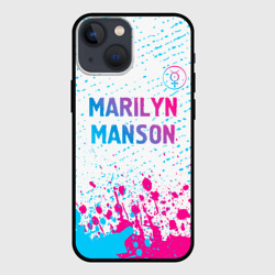 Чехол для iPhone 13 mini Marilyn Manson neon gradient style: символ сверху
