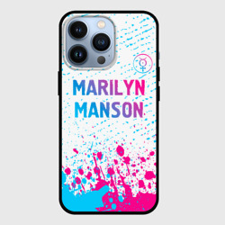 Чехол для iPhone 13 Pro Marilyn Manson neon gradient style: символ сверху