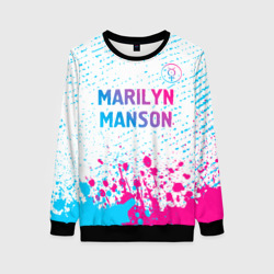 Женский свитшот 3D Marilyn Manson neon gradient style: символ сверху