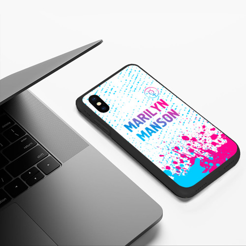 Чехол для iPhone XS Max матовый Marilyn Manson neon gradient style: символ сверху - фото 5