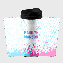 Термокружка-непроливайка Marilyn Manson neon gradient style: символ сверху - фото 2