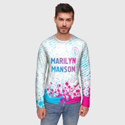 Мужской лонгслив 3D Marilyn Manson neon gradient style: символ сверху - фото 2