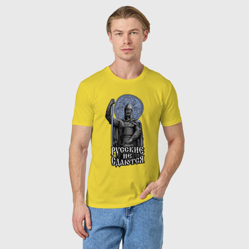 Мужская футболка хлопок Славянский богатырь - Русские не сдаются, цвет желтый - фото 3