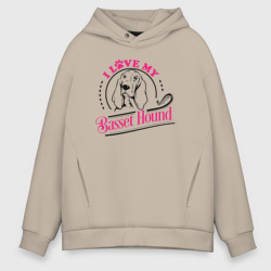 Мужское худи Oversize хлопок I love my basset hound