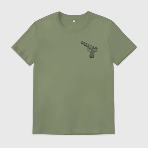 Мужская футболка хлопок с принтом Чертёж АПС Автоматический Пистолет Стечкина, вид спереди #2