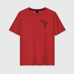 Женская футболка хлопок Oversize Чертёж АПС Автоматический Пистолет Стечкина