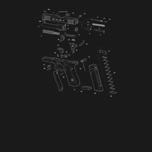 Мужской свитшот хлопок с принтом Glock - схема, фото на моделе #1