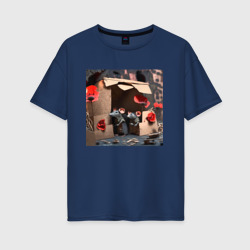 Женская футболка хлопок Oversize Уличный театр - мышки в домике