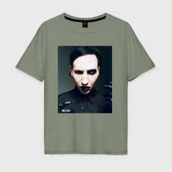 Мужская футболка хлопок Oversize Marilyn Manson фотопортрет