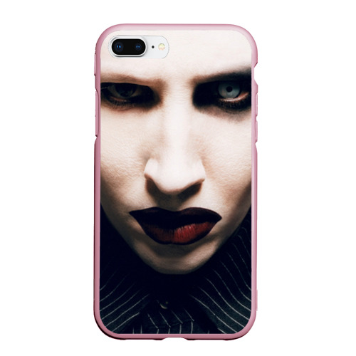 Чехол для iPhone 7Plus/8 Plus матовый Marilyn Manson фотопортрет, цвет розовый