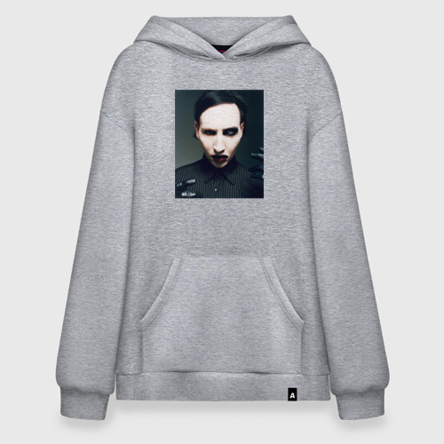 Худи SuperOversize хлопок Marilyn Manson фотопортрет, цвет меланж