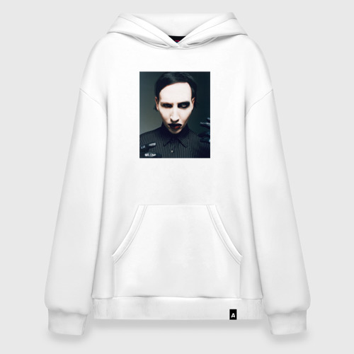 Худи SuperOversize хлопок Marilyn Manson фотопортрет, цвет белый