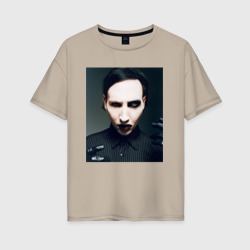 Женская футболка хлопок Oversize Marilyn Manson фотопортрет