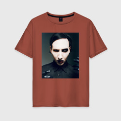 Женская футболка хлопок Oversize Marilyn Manson фотопортрет