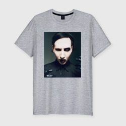 Мужская футболка хлопок Slim Marilyn Manson фотопортрет