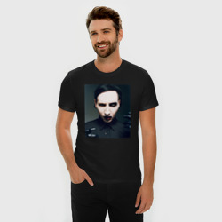 Мужская футболка хлопок Slim Marilyn Manson фотопортрет - фото 2