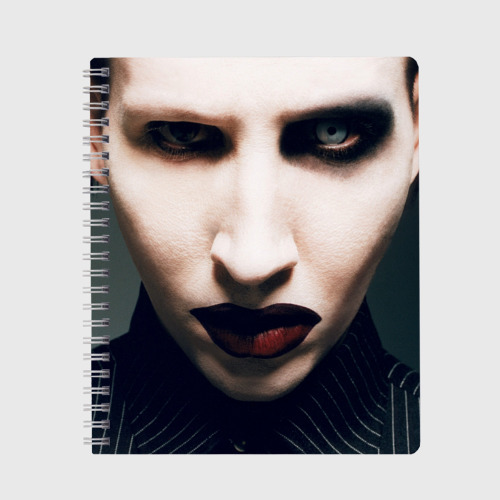 Тетрадь Marilyn Manson фотопортрет, цвет клетка