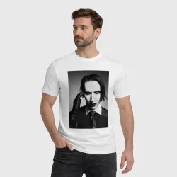 Мужская футболка хлопок Marilyn Manson looks at you - фото 2