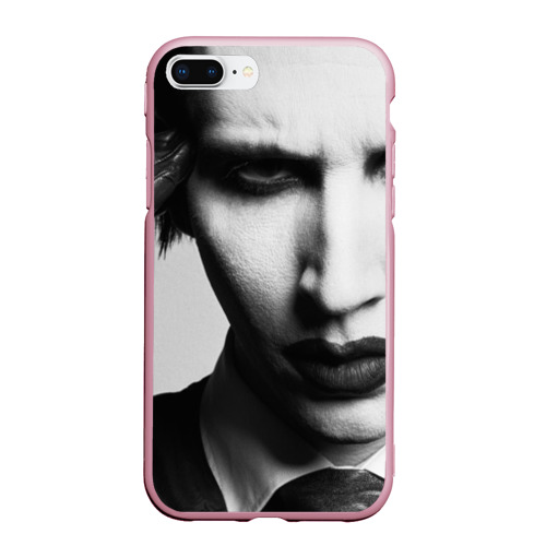 Чехол для iPhone 7Plus/8 Plus матовый Marilyn Manson looks at you, цвет розовый