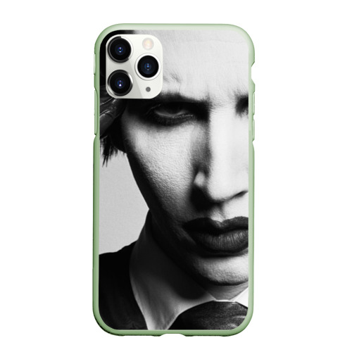 Чехол для iPhone 11 Pro матовый с принтом Marilyn Manson looks at you, вид спереди #2