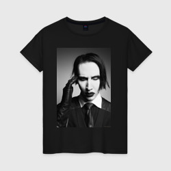 Женская футболка хлопок Marilyn Manson looks at you